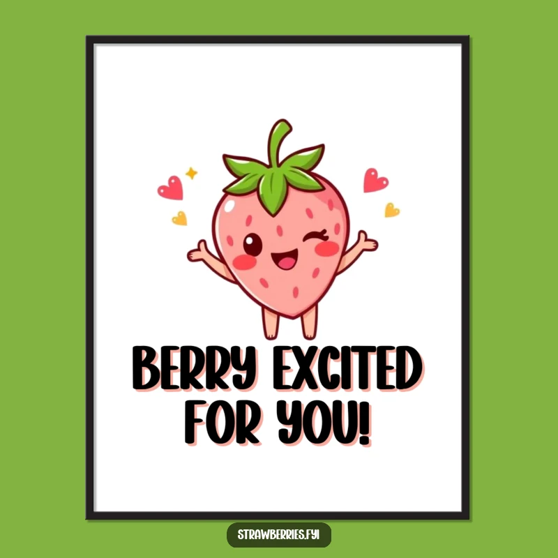 Winking Strawberry Pose Wall Art: Free Printable Funny Downloadable Decor