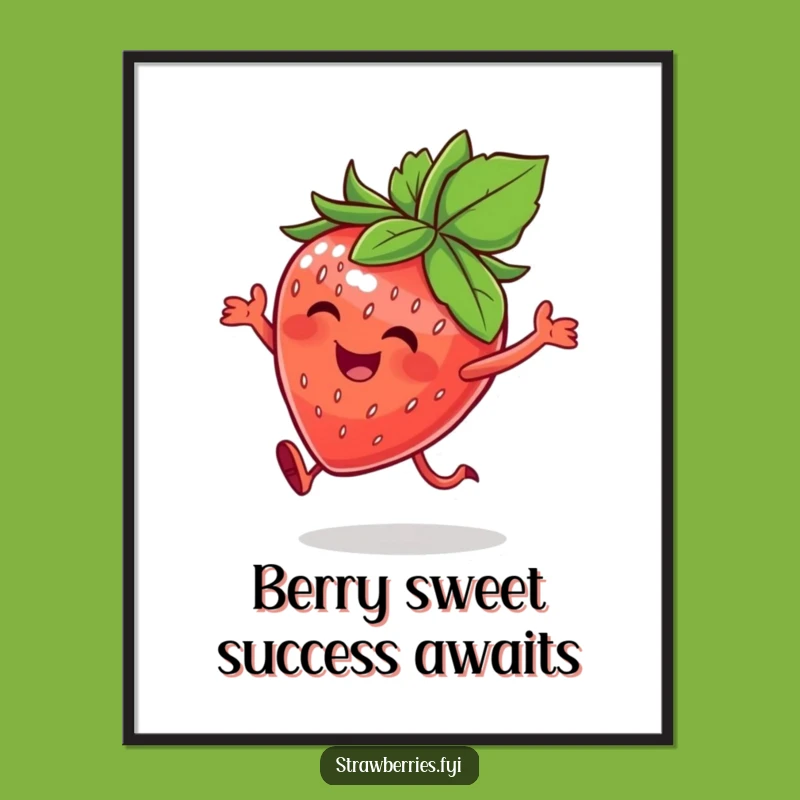 Funny Free Printable Wall Art: Happy Strawberry Joyful Hop Downloadable Decor