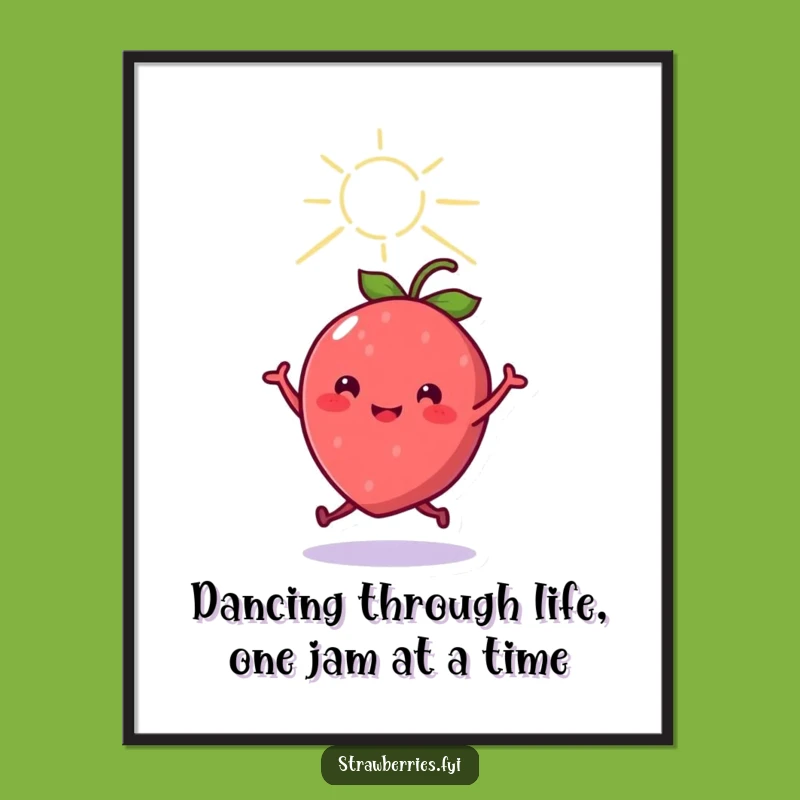 Free Printable Kawaii Strawberry Art: Sunny Dance for Joyful Home Decor