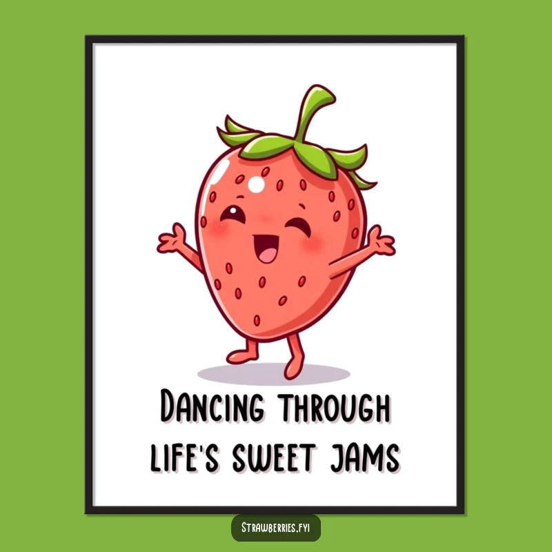 Free Printable Dancing Strawberry Art - Groovy Downloadable Wall Decor for a Funky Space