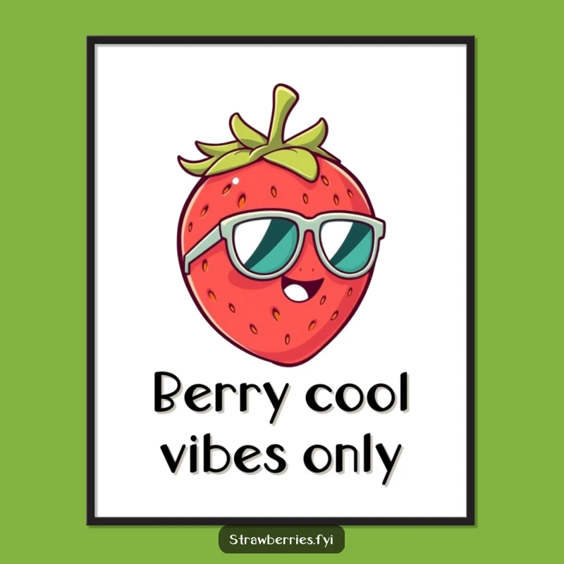 Free Printable Wall Art: Funny Giggling Strawberry Sunglasses - Cute Downloadable Art