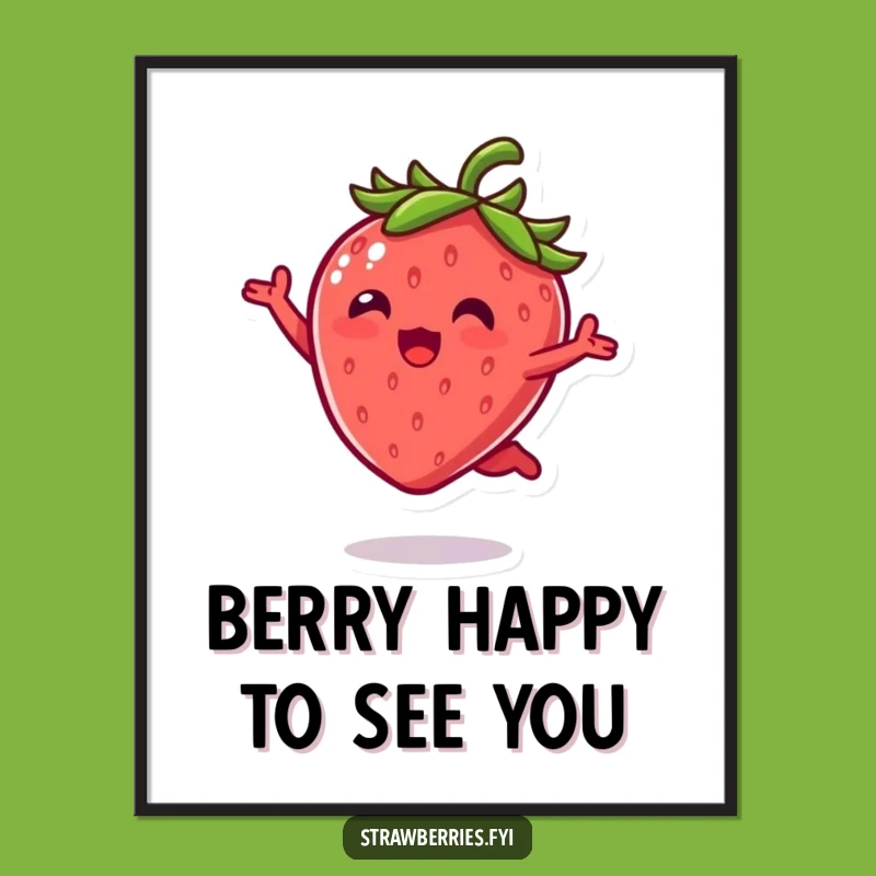 Free Printable Wall Art - Kawaii Strawberry Leap Funny Downloadable Art