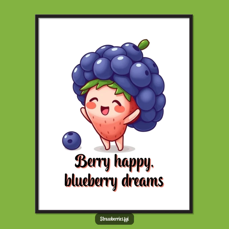Free Printable Wall Art: Strawberry Blueberry Hat, Whimsical Fruit Decor Downloadable