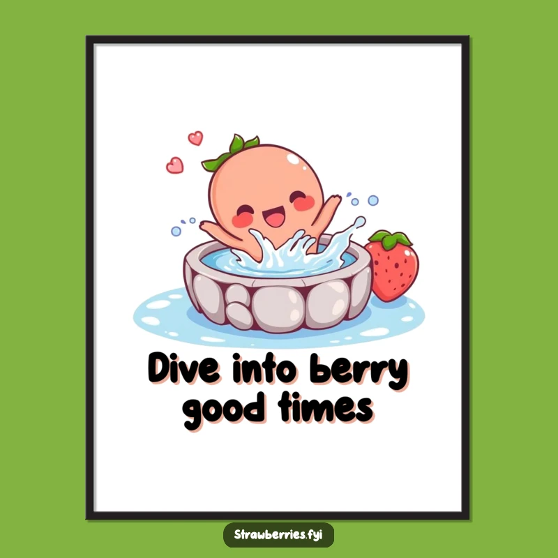 Free Printable Wall Art: Strawberry Splashing Pool Party Fun