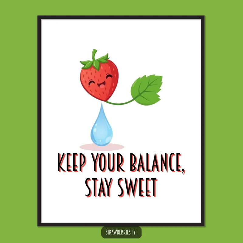Funny Free Printable Wall Art: Balancing Strawberry Decor - Whimsical Downloadable Gift