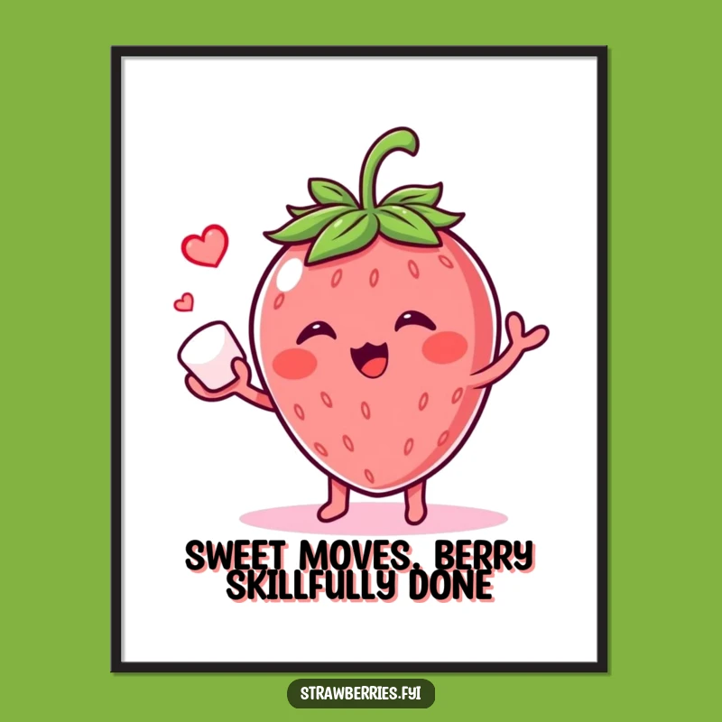 Funny Free Printable Wall Art: Giggling Strawberry Juggling Sugar Downloadable Decor