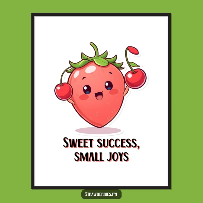 Funny Free Printable Wall Art: Strawberry's Joyful Cherry Toss Art - Downloadable