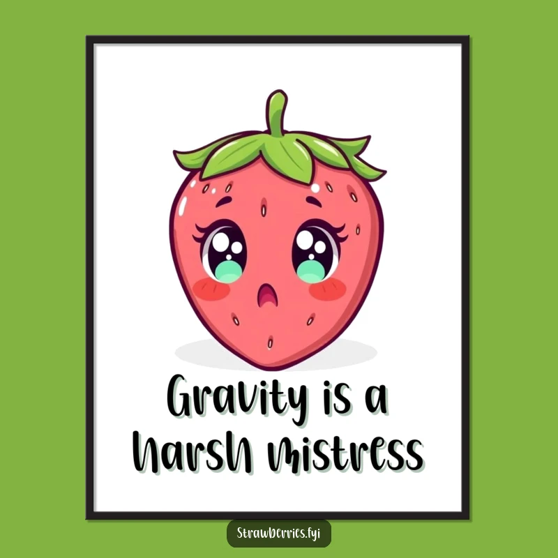 Funny Free Printable Wall Art: Surprised Falling Strawberry Decor - Quirky Downloadable Gift