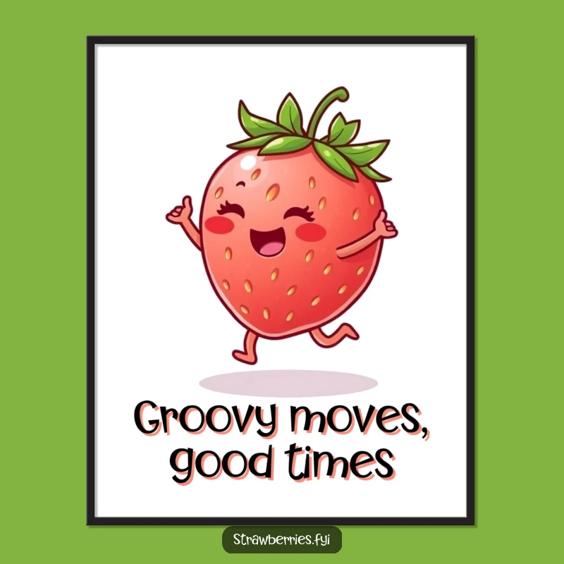 Funny Free Printable Wall Art: Dancing Strawberry Decor - Joyful Downloadable Gift