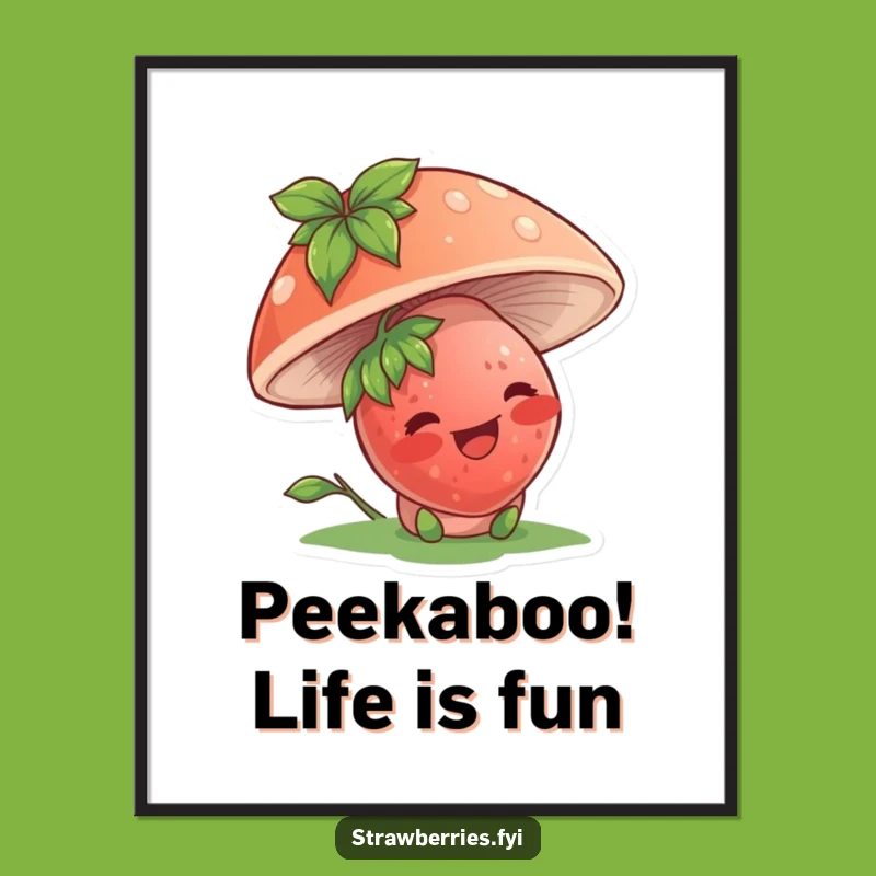 Free Printable Wall Art: Funny Strawberry Character Giggling Downloadable Gift