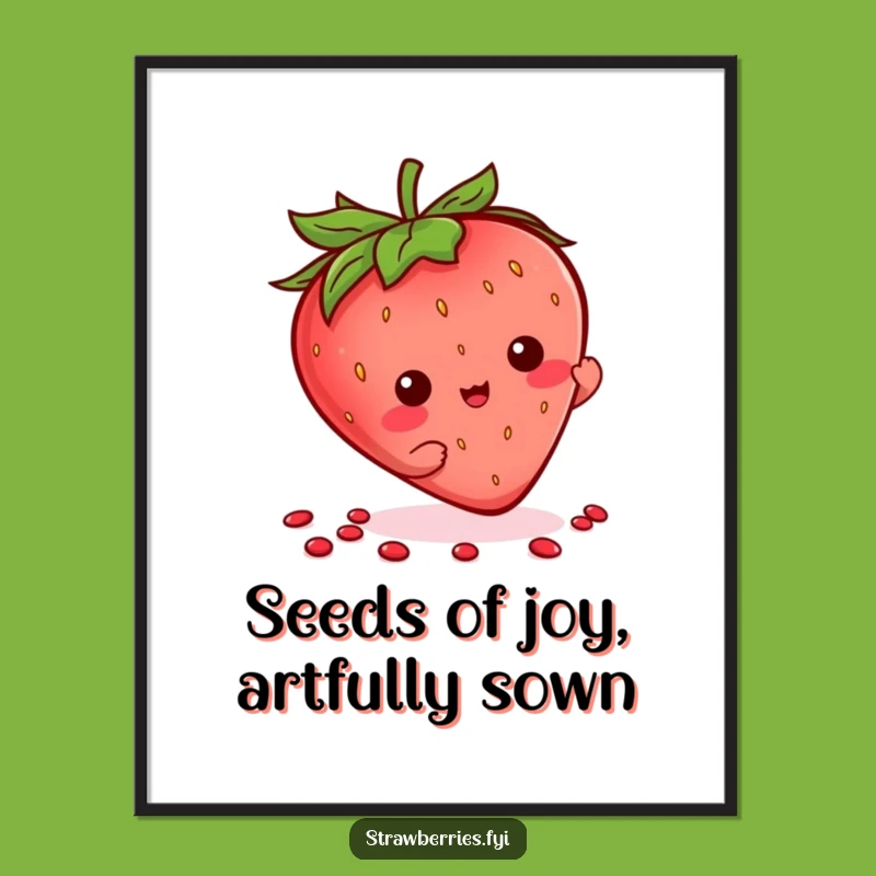 Funny Free Printable Kawaii Strawberry Flourish Wall Art - Quirky Downloadable Decor