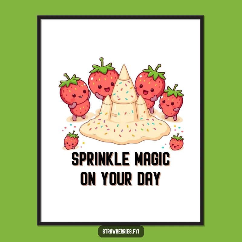 Free Printable Wall Art: Funny Strawberry Sandcastle Downloadable Poster