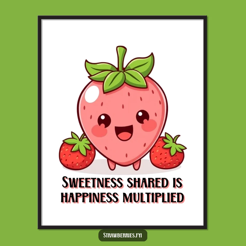 Free Printable Wall Art: Sharing Kawaii Strawberry Design, Funny Downloadable Decor