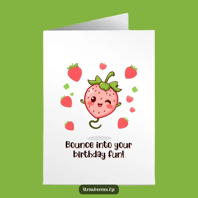 Free Printable Kawaii Strawberry Birthday Card: Bouncy Berry for a Fun Surprise