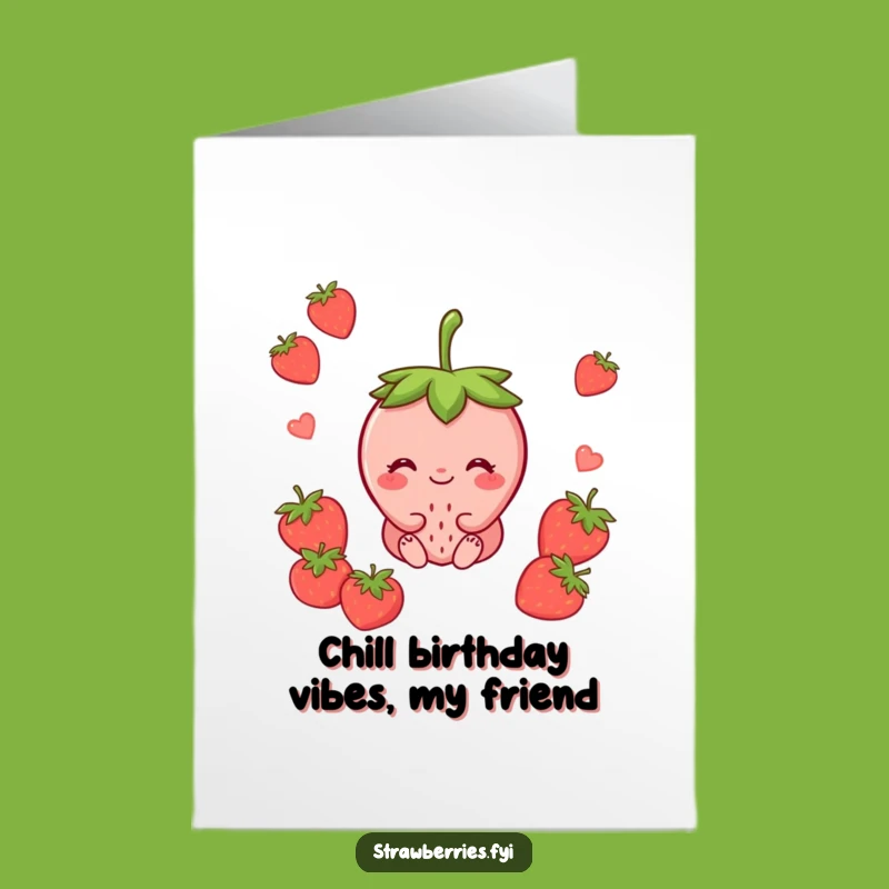 Free Printable Happy Birthday Card: Content Strawberry Smile for a Calm Downloadable Gift