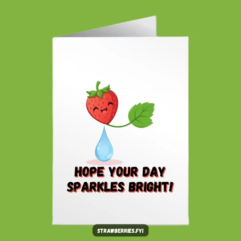 Free Printable Birthday Card: Dewdrop Balancing Strawberry - Funny Downloadable Gift