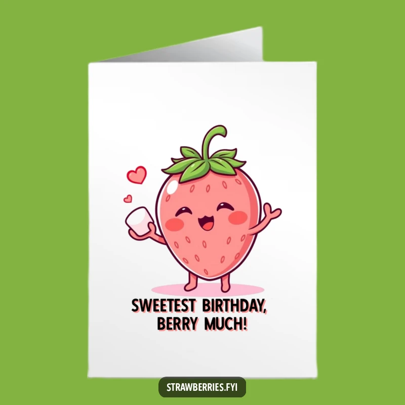Free Printable Birthday Card: Giggling Strawberry Juggling Sugar Funny Downloadable Gift