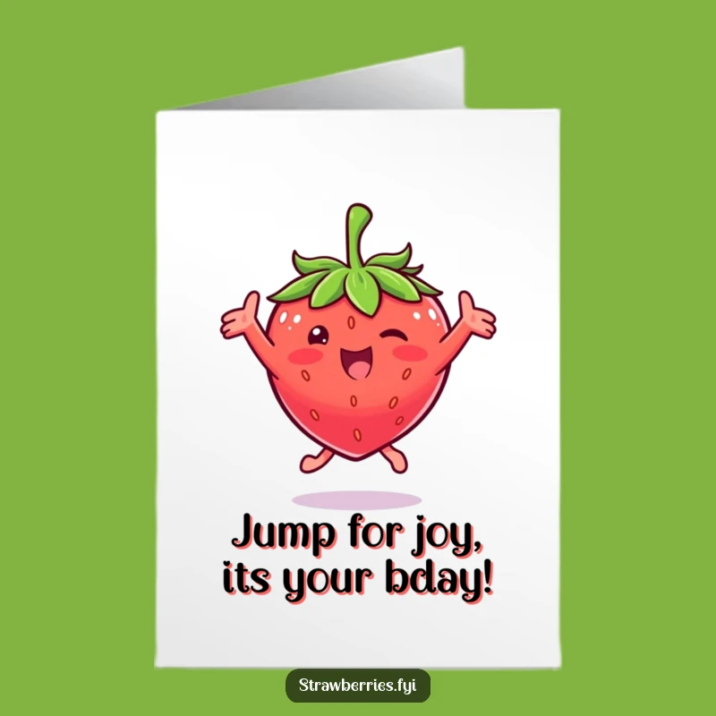 Free Printable Jumping Strawberry Birthday Card - Joyful & Funny Downloadable Gift