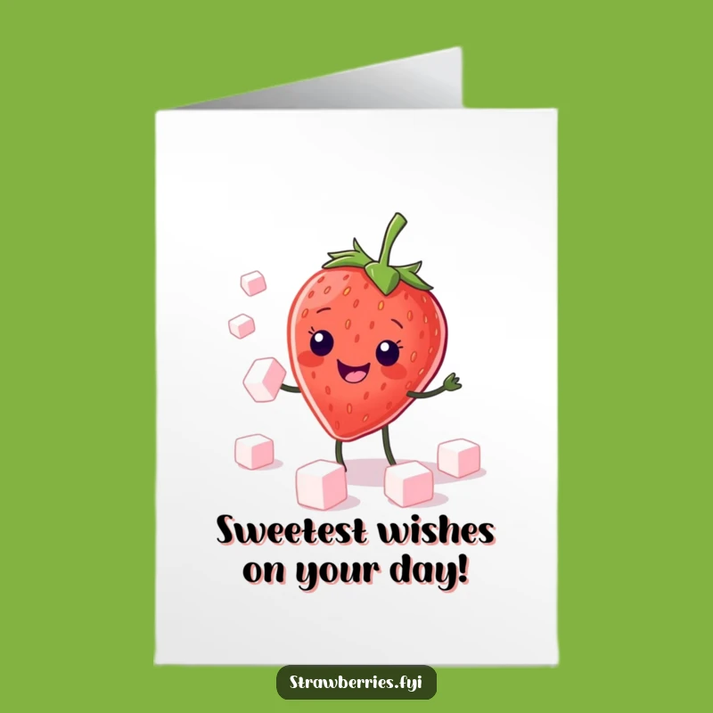 Free Printable Kawaii Strawberry Birthday Card - Juggling Cubes Funny Downloadable Gift