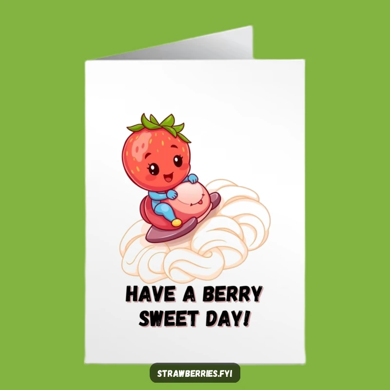 Funny Free Printable Strawberry Birthday Card: Whipped Cream Fun Greeting