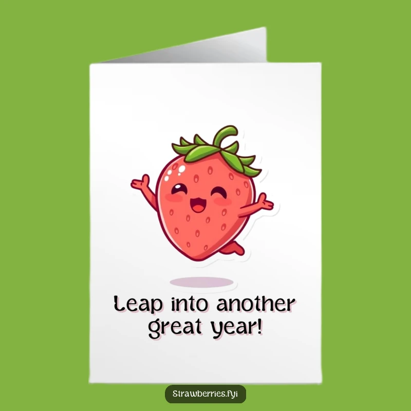 Free Printable Kawaii Strawberry Birthday Card - Funny Leap Design Funny Downloadable Gift