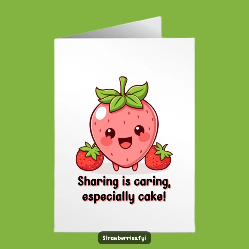 Free Printable Birthday Card: Sharing Kawaii Strawberry Funny Downloadable Gift