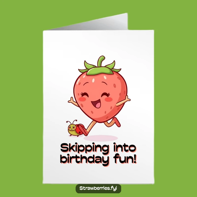 Free Printable Jovial Strawberry Birthday Card: Fun Downloadable Gift with a Friend