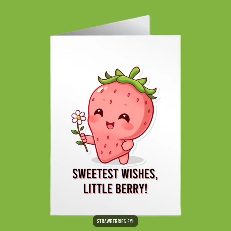 Free Printable Birthday Card: Funny Strawberry Flower, Sweet Downloadable Gift