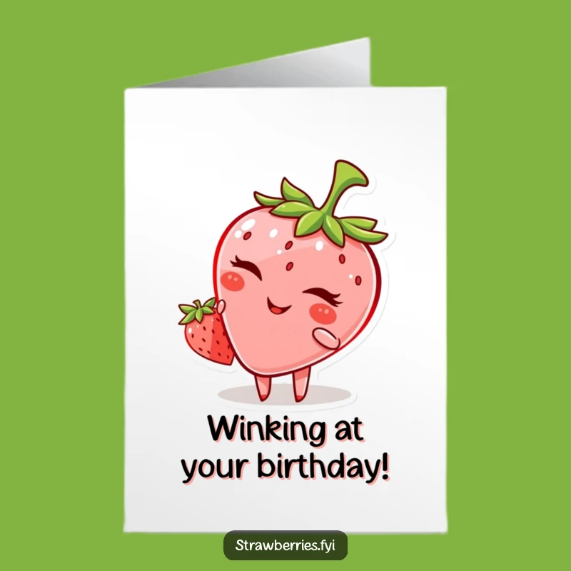 Free Printable Birthday Card: Winking Strawberry Cheeky Funny Downloadable Gift