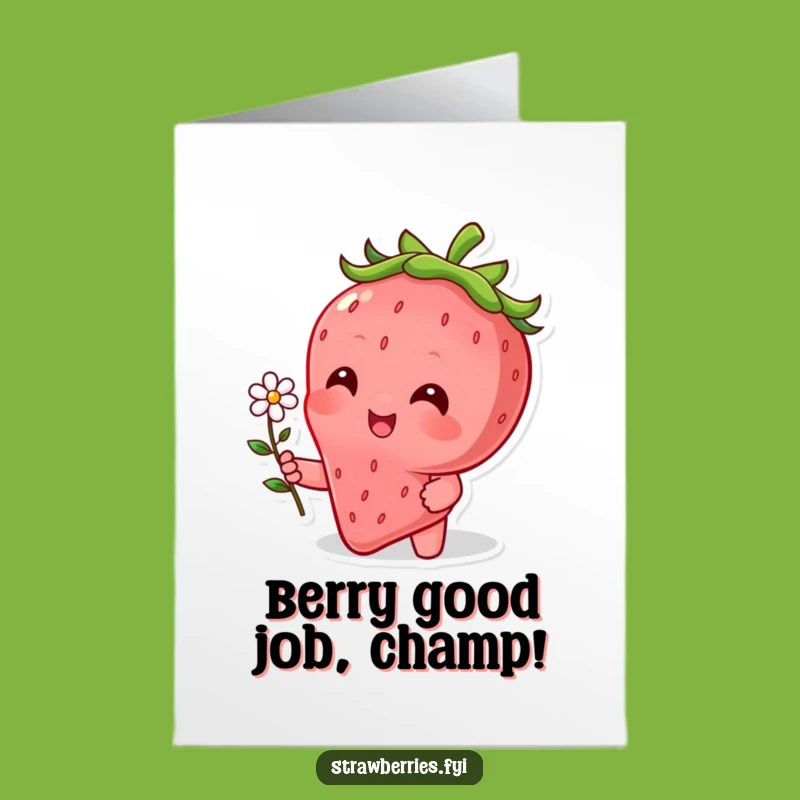 Free Printable Congrats Card: Cute Strawberry Flower, Joyful Downloadable Gift