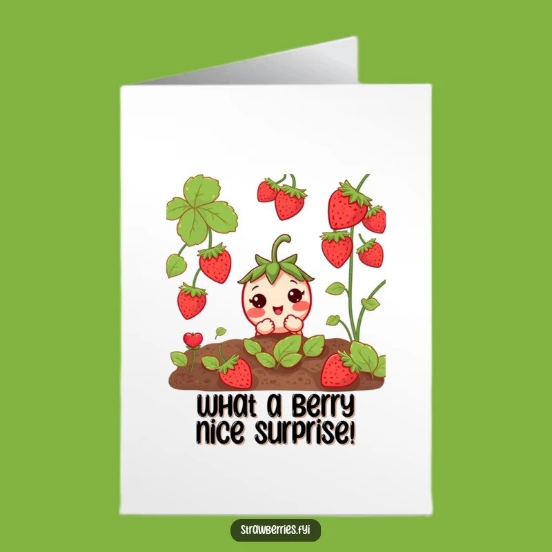 Free Printable Congrats Card: Curious Strawberry Peeking, Sweet Success Downloadable Gift