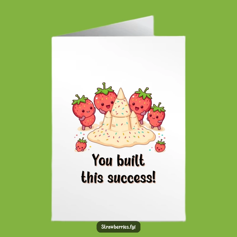 Free Printable Congratulations Card: Funny Strawberry Sandcastle Downloadable Gift