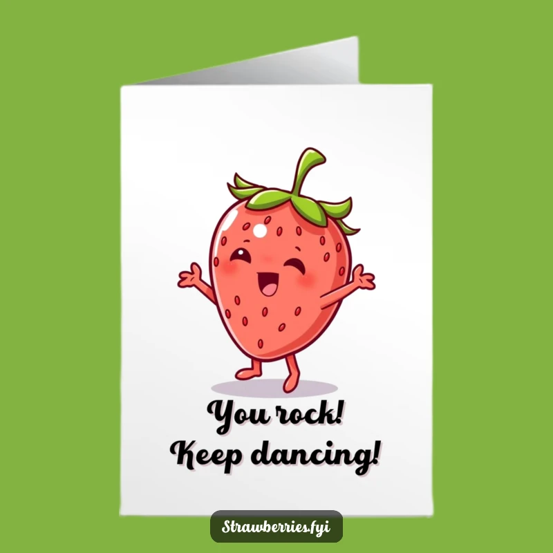 Free Printable Dancing Strawberry Congrats Card - Jazzy Downloadable to Celebrate Victories