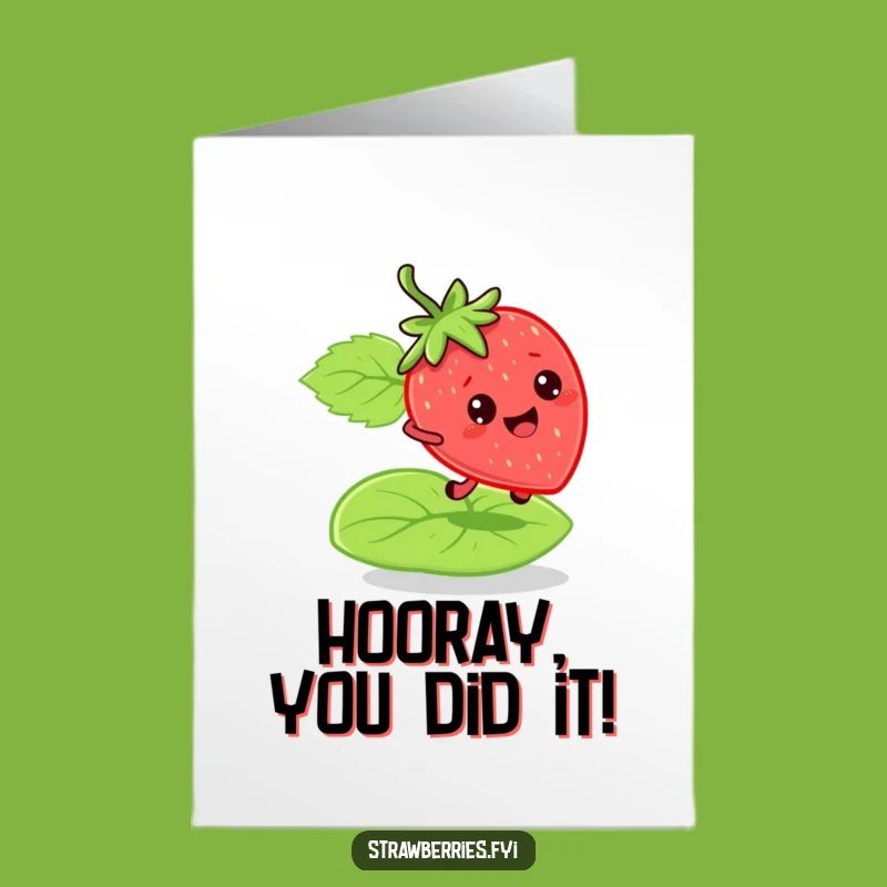 Free Printable Bouncy Strawberry Congrats Card: Energetic Downloadable Gift for Success