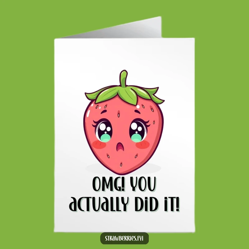 Free Printable Congrats Card: Surprised Falling Strawberry - Funny Downloadable Gift