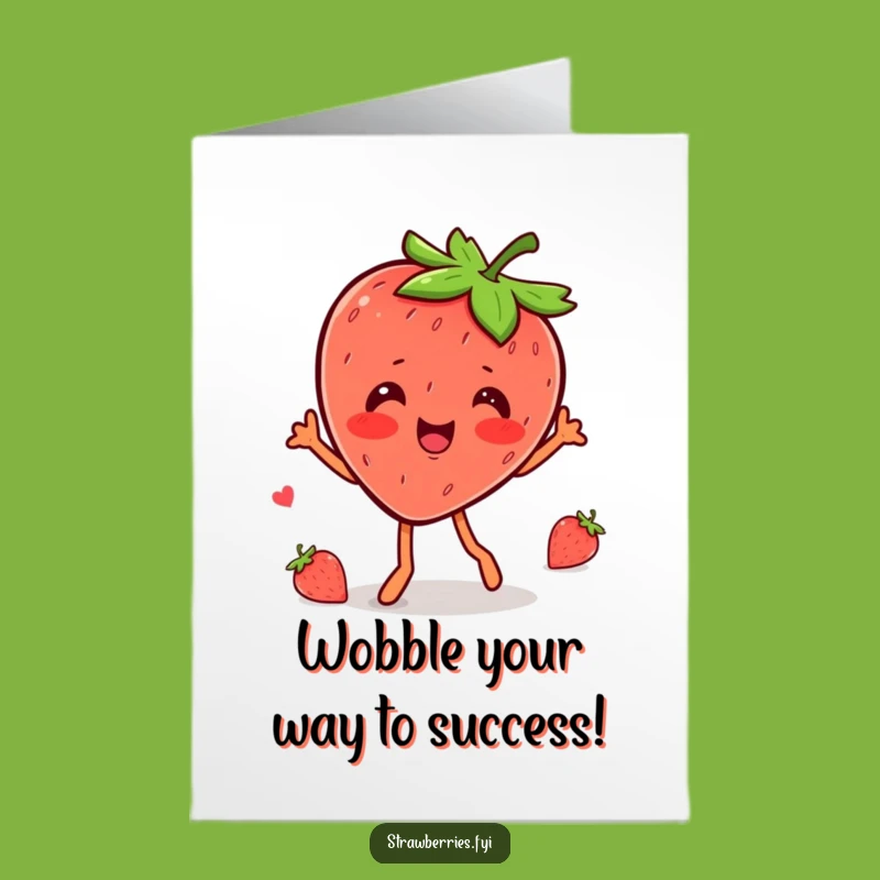 Free Printable Congrats Card: Happy Kawaii Strawberry Wobble Dance