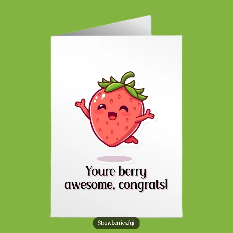 Free Printable Congratulations Card - Kawaii Strawberry Leap Funny Downloadable Gift