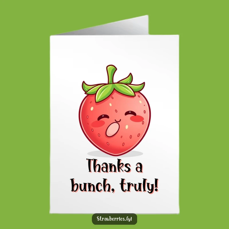 Free Printable Kawaii Strawberry Kiss Thank You Card - Cute & Funny Downloadable