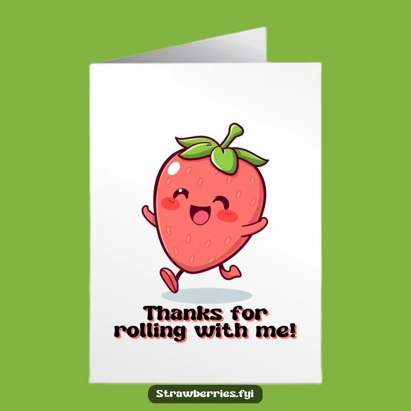 Free Printable Kawaii Strawberry Thank You Card - Rolling Thanks, Downloadable Smiles!