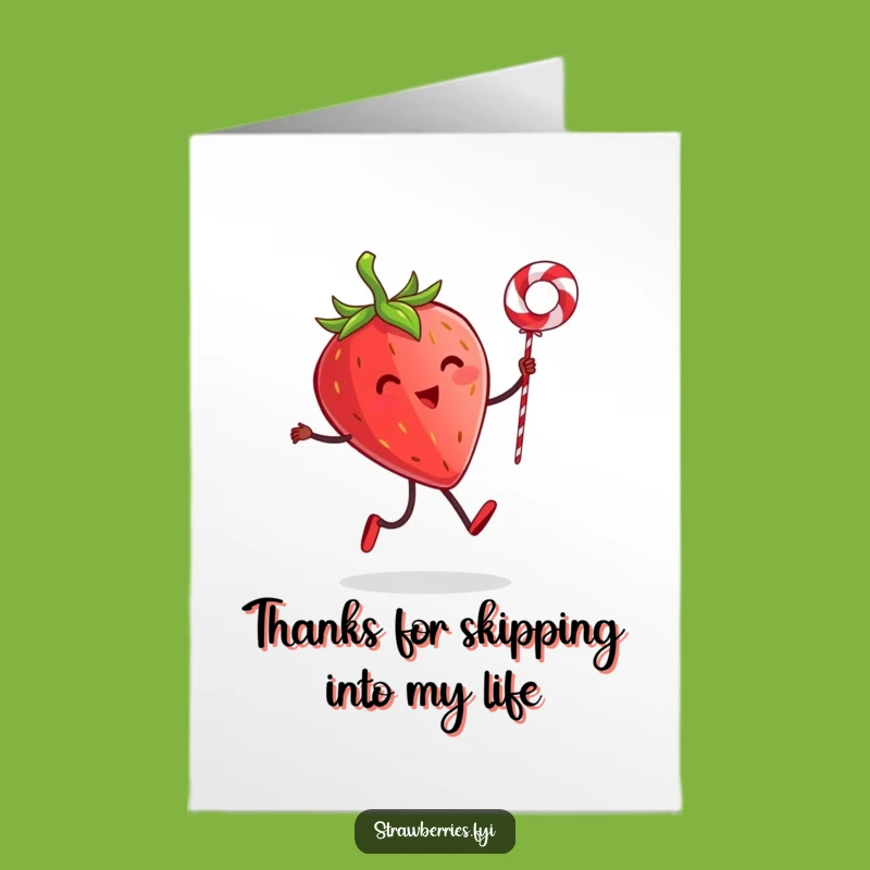 Free Printable Thank You Card: Funny Strawberry Skipping Rope Downloadable Gift