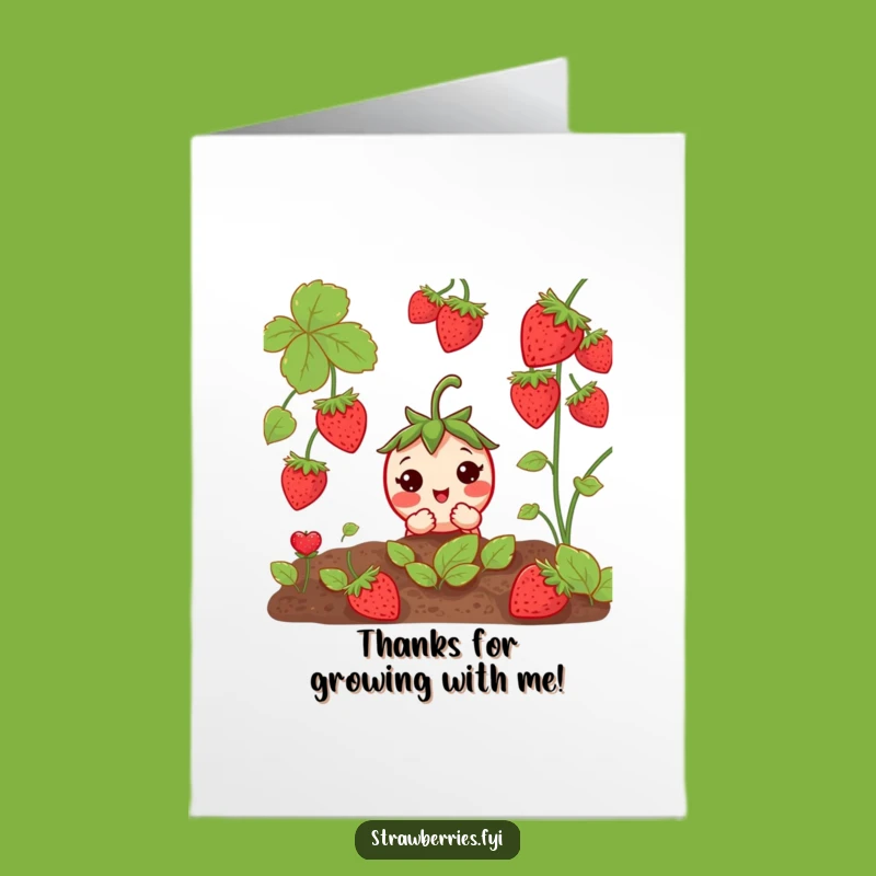 Free Printable Thank You Card: Peeking Strawberry Gratitude, Cute Downloadable Gift