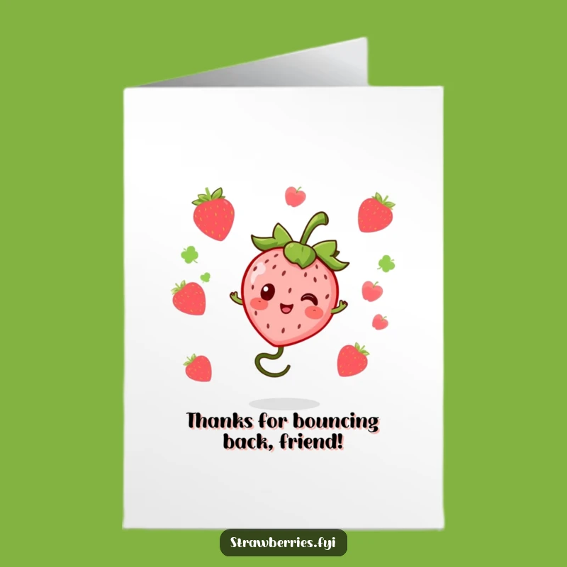 Free Printable Kawaii Strawberry Thank You Card: Bouncy Berry Expressing Thanks