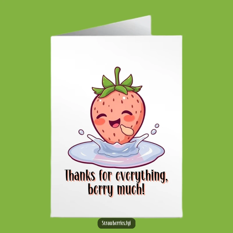 Free Printable Thank You Card: Giggling Strawberry Splash for a Sweet Downloadable Gift