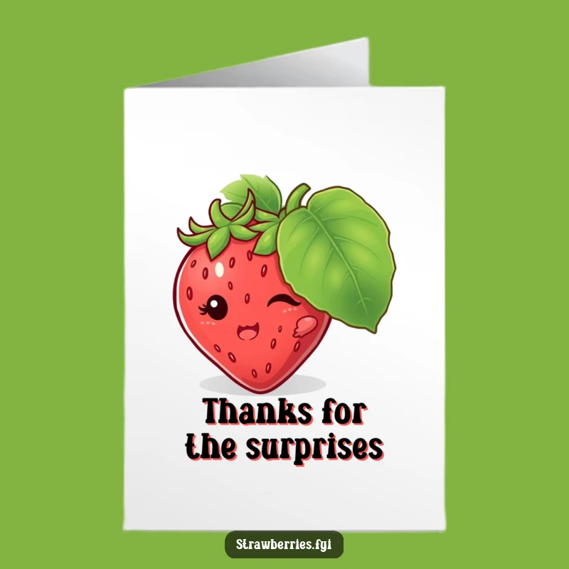 Free Printable Thank You Card: Funny Strawberry Hide-and-Seek Gift