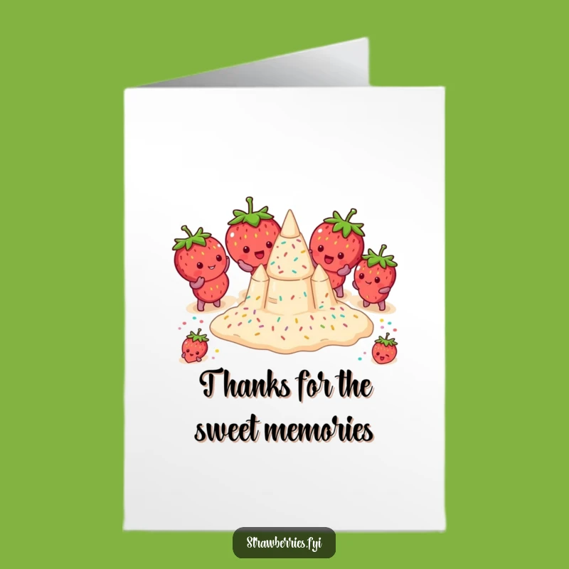 Free Printable Thank You Card: Funny Strawberry Sandcastle Downloadable Gift