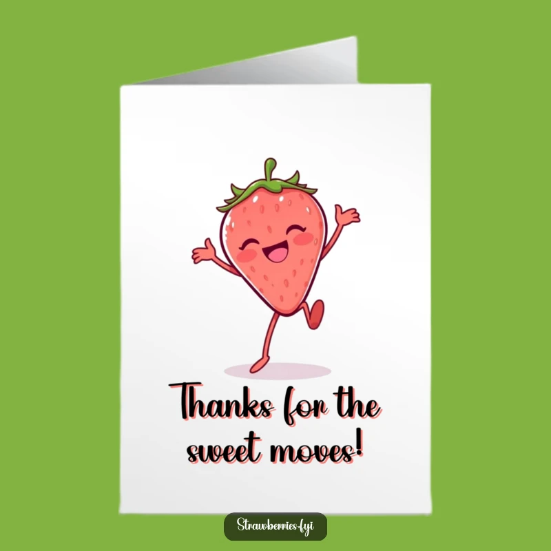 Free Printable Thank You Card: Silly Strawberry Dance Gratitude, Fun Downloadable Gift