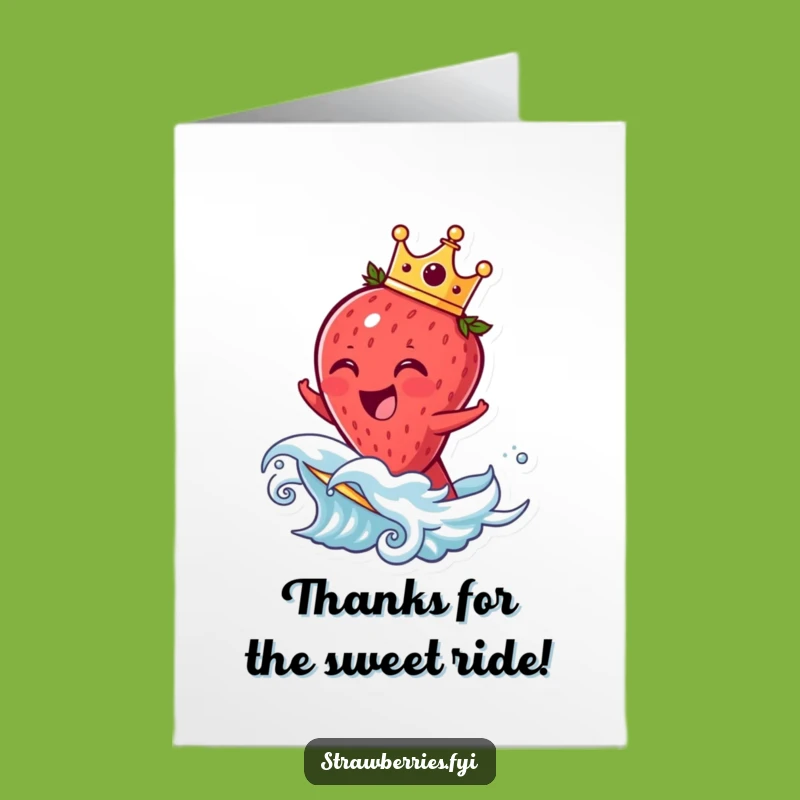 Free Printable Thank You Card: Laughing Strawberry Crown Funny Downloadable Fruit Gift