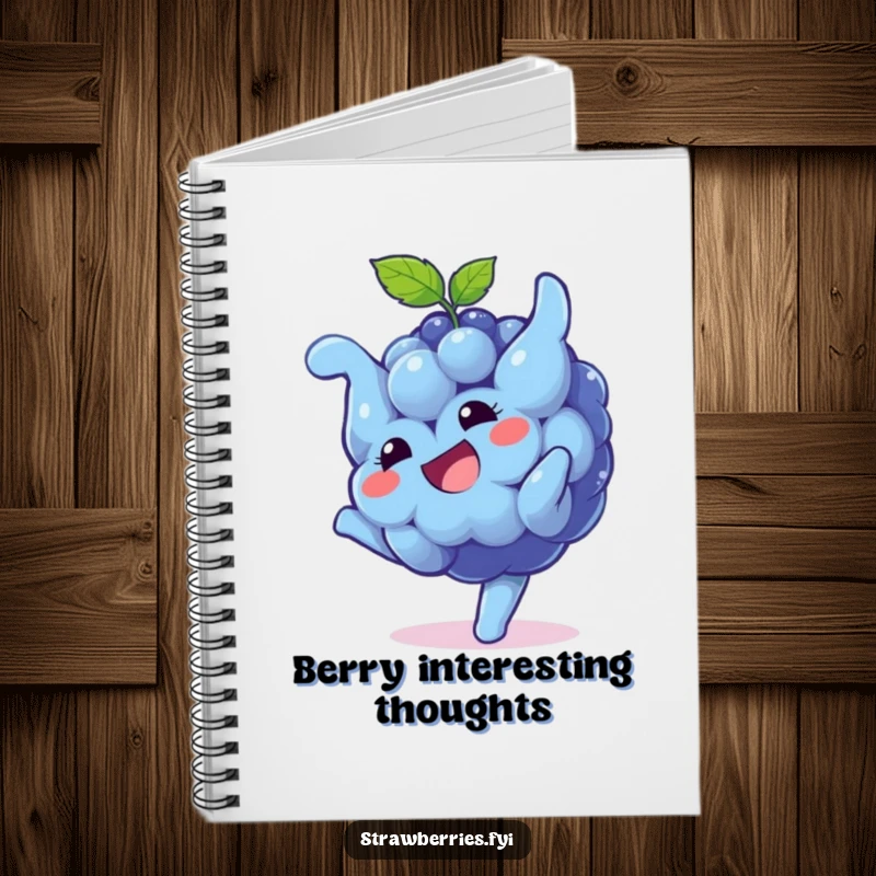Funny Notebook: A playful blueberry character doing a somersault with a grin, perfect for note-taking and organizing thoughts with a humorous, fruity design.