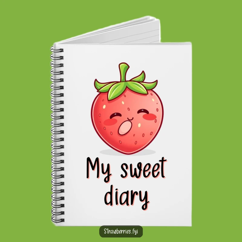 Funny Kawaii Strawberry Kiss Notebook, Sweet Journal & Strawberry Gift Idea