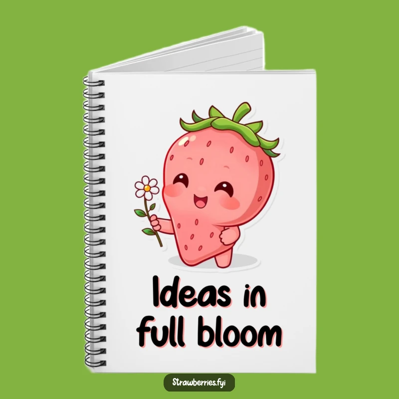 Funny Strawberry Flower Notebook - Cute Character Bloom Journal, Gift Idea
